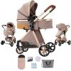 Sianldcone 2 in 1 Baby Stroller, Convertible Reversible Infant Stroller, Newborn Travel Pram with One-Click Folding, Toddler Standard Carriage (225 Khaki) view 1