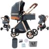 Sianldcone 2 in 1 Baby Stroller, Convertible Reversible Infant Stroller, Newborn Travel Pram with One-Click Folding, Toddler Standard Carriage (225 Blue) view 1