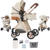 Sianldcone 2 in 1 Baby Stroller, Convertible Reversible Infant Stroller, Newborn Travel Pram with One-Click Folding, Toddler Standard Carriage (225 Creamy White) view 1