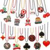 Ecally 100 Pcs Casino Night Beaded Necklaces Bulk 12-20 Styles Casino Dice Dollar Sign Necklaces for Birthday Theme Party Favors view 1