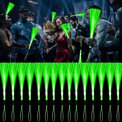 YOFOBU 30 PCS Green Fiber Optic Wands Glow Fiber Wands Bulk LED Light Up Wands with 3 Flashing Modes LED Flashing Sticks for Halloween Christmas St. Patricks Day Easter Wedding Bridal Shower Birthday