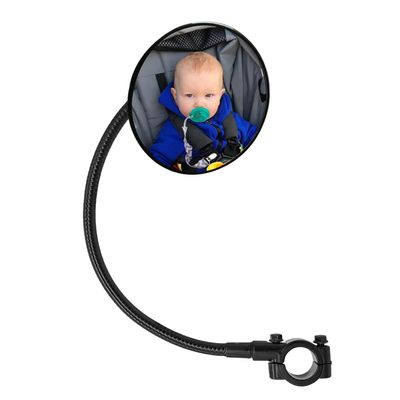 Ampper Acrylic Stroller Mirror, Flexible Framed Convex Stroller Mirror to See Baby on Stroller Walks for Safety and Security Rear View or Anywhere (3.75", Round)