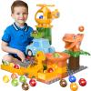 Airkid Marble Runs for Kids 4-8,Marble Run for Kids Ages 3-5 with Dinosaur Building Blocks, Montessori Learning STEM Building Toys with 4 Marble Track Compatible with Major Brands 10.04*10.04*10.63 view 1