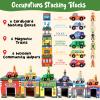 Atoylink Toddler Sorting and Stacking Toys with Magnetic Wooden Cars & Community Helpers Preschool Learning Toys Boys Girls Birthday Gifts view 3