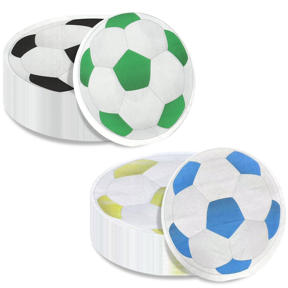 100PCS Soccer Party Decorations Napkins - Soccer Birthday Party Napkins for Kids Soccer Theme Fan Sports Event Soccer Party Supplies, 13 x 13 inch
