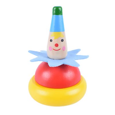 Spinning Top Toy 2 Pcs Wooden Clown Painted Wooden Clown Spinning Top for Kids Colored Spinning Tops for Kids 1 Set of 2.