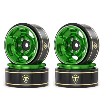 TREAL 1.0 Aluminum Beadlock Wheels Five Spoke Classic Wheel Rims Set (4P) for 1/24 RC SCX24 FCX24 TRX4M-Type G(Green)