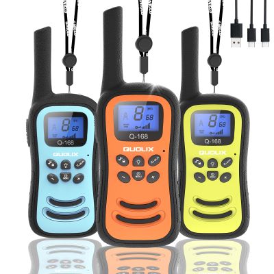 QUOLIX Walkie Talkies for Kids 3 Pack, Rechargeable Kids Walkie Talkies Toy for 3-12 YrO Boys, Long Range Walkie Talkie with 22 Channels & Flashlight Birthday Gifts for Kids Outdoor Adventure