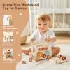 Ikubigu Wooden Activity Cube - 8 in 1 Montessori Toys Boys Girls, Multipurpose Educational Learning Toys for Toddlers Baby Activity Cubes with Animal Tourism Bus Theme view 4