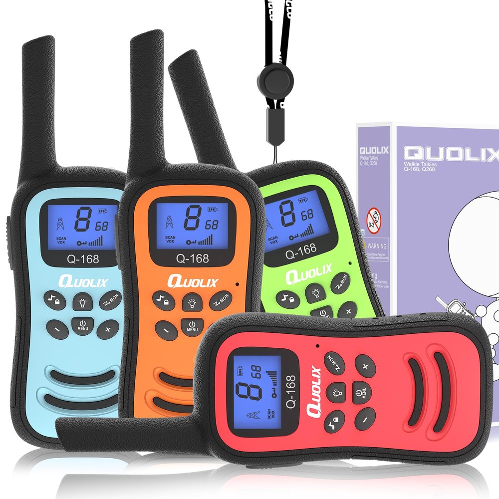 QUOLIX Walkie-talkies for Kids 4 Pack, Rechargeable Kids Walkie-talkies with Long Range, 2 3 4 5 Year Old Boys Girls Birthday Gift & Toys for Xmas