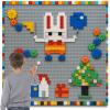 MIMAX Customize Building Block Wall, 470+ PCS Activity Wall Mount Toys Bricks with Self Adhesive Baseplate 8PCS (20"x10") for All Major Brands, Art Build On Table Wall, Gray view 1