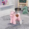 Plush Ride-On Rocking Horse with Bear Toy, Ride-On Toy for Kids, Children's Chair with Soft Plush Toy and Fun Lifelike Sounds, Pink view 2