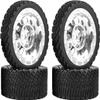 4PCS 1/10 RC Rally Car Rubber Tires 65mm and 6-Spokes Wheel Rims 12mm Hex for Axial SCX10 D90 TF2 Tamiya TRX-4 Parts(Silver A) view 1