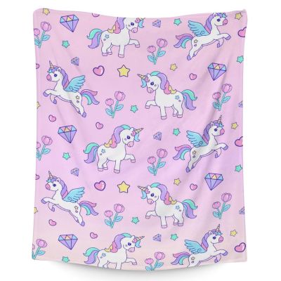 Unicorn Throw Blankets for Girls - 40 x 50 Inches Unicorn Soft Blanket for Girls - Cartoon Warm Furry Throws for Sofa, Bed & Crib