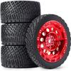 4PCS 1/10 RC Rally Car Rubber Tires 65mm and Plastic Vintage Wheel Rims 12mm Hex for Axial SCX10 D90 TF2 Tamiya TRX-4 Parts (Red A) view 1