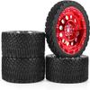 4PCS 1/10 RC Rally Car Rubber Tires 65mm and Plastic Vintage Wheel Rims 12mm Hex for Axial SCX10 D90 TF2 Tamiya TRX-4 Parts (Red A) view 3