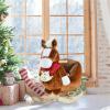 Ride-On Rocking Horse Toy, Kids Ride-On Toy, Rocking Chair with Lullaby, Hand Puppet and Soft Plush Fabric, Suitable for Children 18-36 Months, Brown view 3
