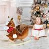 Ride-On Rocking Horse Toy, Kids Ride-On Toy, Rocking Chair with Lullaby, Hand Puppet and Soft Plush Fabric, Suitable for Children 18-36 Months, Brown view 4