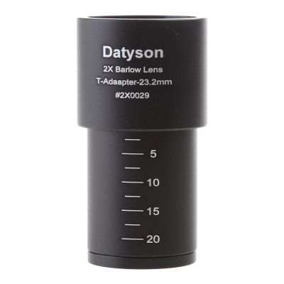 Biological Microscope 2XBarlow Lens Optical Glass Lens Microscope Accessories 2X Lens For 23.2mm Mount Port Black
