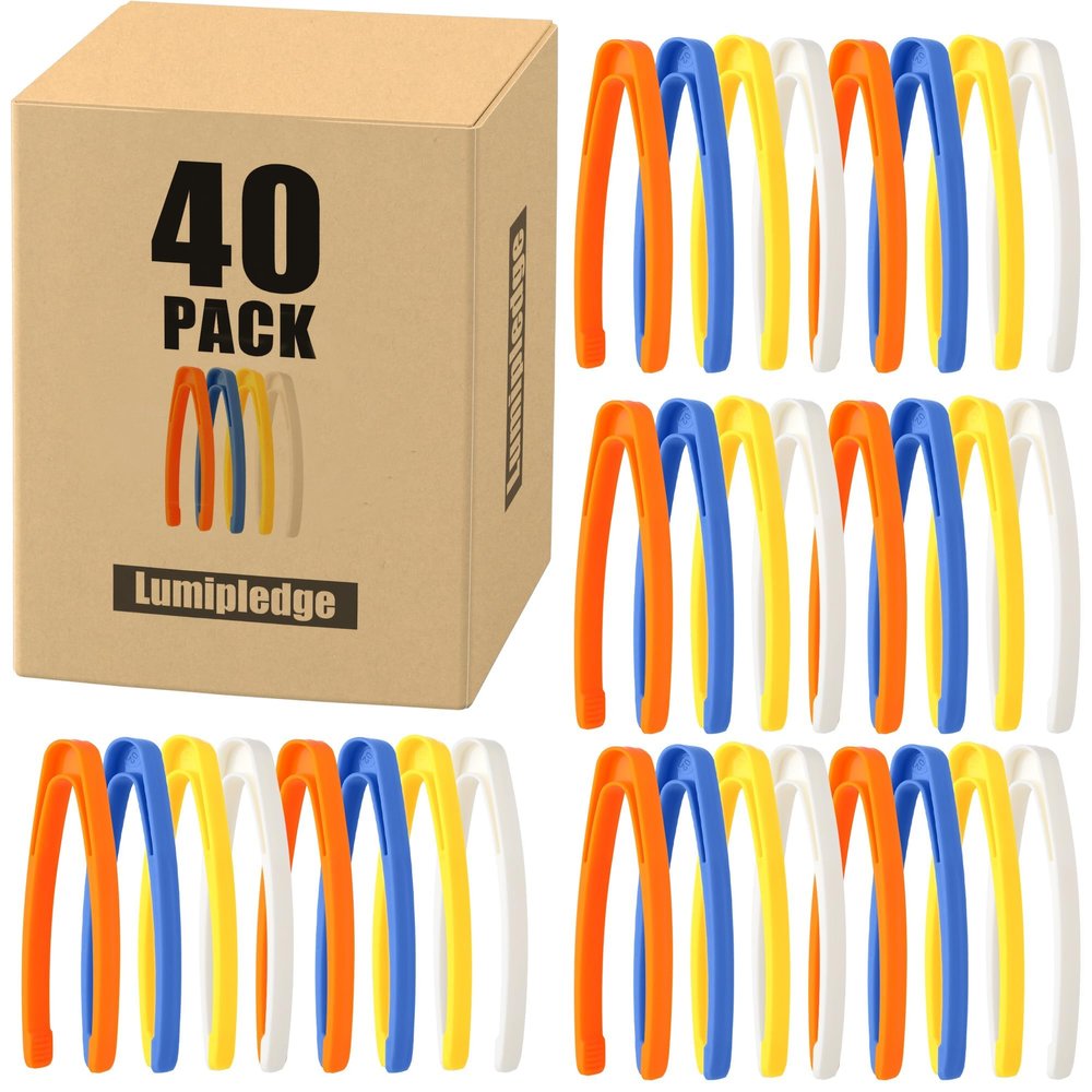 40 PCS Sensory Bin Tools Toddler Plastic Tweezers Fine Motor Toys Experiments Toy Plastic Tweezers for Kids (40)