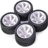 4PCS 1/10 RC Rally Car Rubber Tires 65mm and 6-Spokes Wheel Rims 12mm Hex for Axial SCX10 D90 TF2 Tamiya TRX-4 Parts(White B) view 1