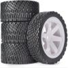 4PCS 1/10 RC Rally Car Rubber Tires 65mm and 6-Spokes Wheel Rims 12mm Hex for Axial SCX10 D90 TF2 Tamiya TRX-4 Parts(White B) view 2