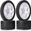 4PCS 1/10 RC Rally Car Rubber Tires 65mm and 6-Spokes Wheel Rims 12mm Hex for Axial SCX10 D90 TF2 Tamiya TRX-4 Parts(White B) view 3