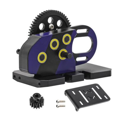 AMK Overdrive 30% Metal Differential Gearbox with POM Skid Plate for 1/10 Scale LCG Transmission, Compatible with RC Crawler Axial SCX10, Capra, Element, Gspeed, and DIY Chassis (Purple)