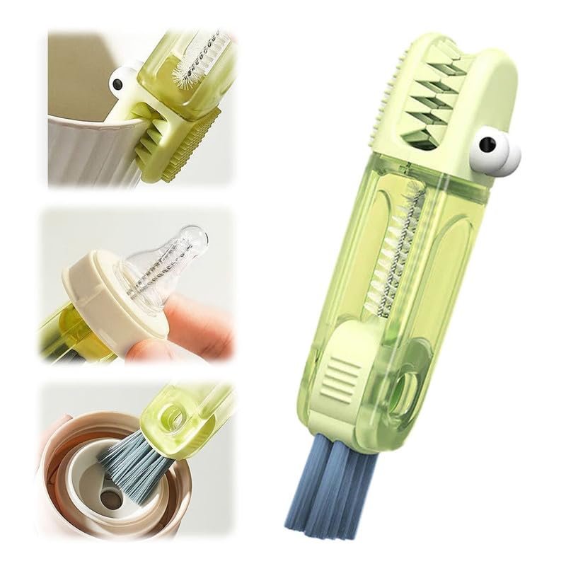 3 in 1 Multifunctional Cup Lid Cleaner, Portable Crevice Cleaning Brush Set for Baby Bottle Gap Tight Spaces