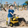 Aosom Caterpillar CAT Licensed Ride on Excavator for Kids, Digger Construction Vehicle with Manual Shovel, Horn, Hidden Storage, Foot to Floor No Power Car for Years 1.5-3 view 2