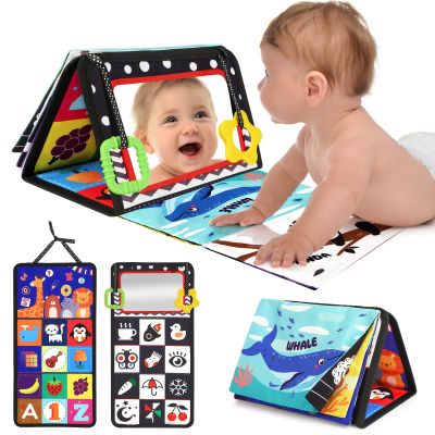 URMYWO Tummy Time Toys - Black and White High Contrast Baby Toy for Newborn - Baby Visual Stimulation Mirror - Montessori Crinkle Toy for Infant 0-3-6-12 Months - Boy Girl Shower Valentines Day Gifts