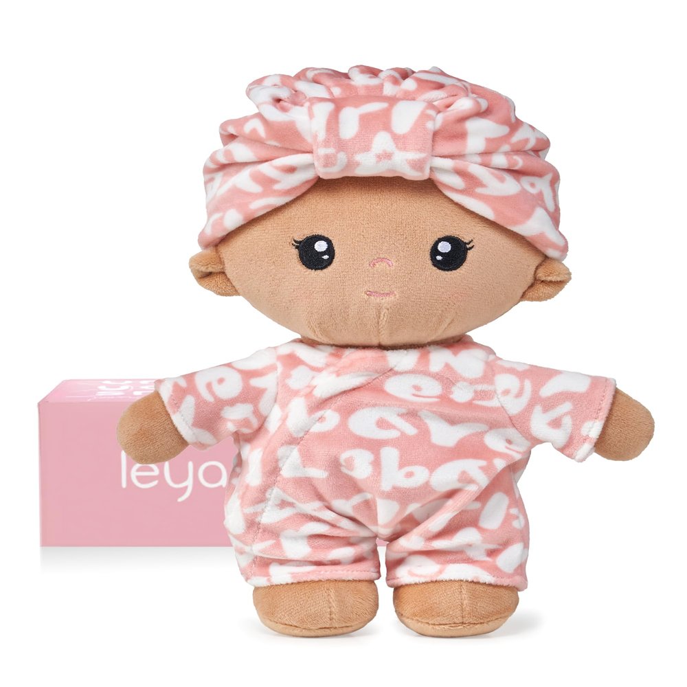 LeyaDoll Soft Baby Doll Toys (9''''), My First Baby Rag Doll for 1 Year-Old Girl Birthday Gift,Christmas Plush Toys Gift for Toddler Kids Infants-Pudding Baby Girl-Tanned