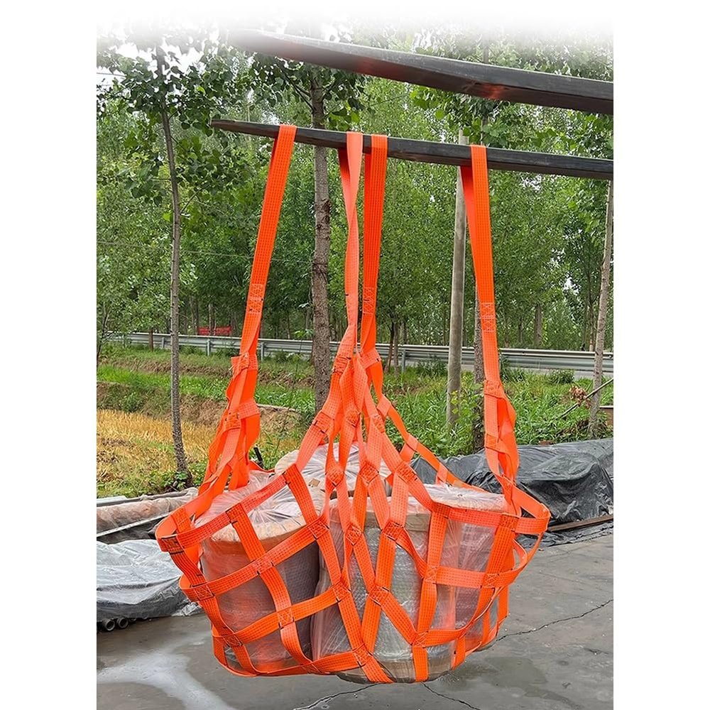 GZHERVICES Cargo Lifting Nets, Lifting Straps for Hoist, Flat Nylon Sling Hoisting Net, Lifting Net Straps, for Loading and Unloading Cargo(3.28x3.28ft -10cm - 400kg)