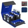 Card Deck Box for MTG with Commander Display, 5 in 1 Card Storage Box Fits 400+ Double-sleeved Cards, Removable Deck Case for TCG/Sports Cards with Dice Tray, 4 Magnetic Card Holders (Black Blue) view 1