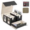 Card Deck Box for MTG with Commander Display, 5 in 1 Card Storage Box Fits 400+ Double-sleeved Cards, Removable Deck Case for TCG/Sports Cards with Dice Tray, 4 Magnetic Card Holders (Black Gold) view 1