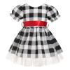 50s Baby Girl Outfit Black and White Plaid Dress Toddler Pin Up Dresses 50s Girl Black White Checkered Dress with Belt Black White Plaid 4-5 Years view 3