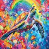 Crown Point Graphics Rainbow Sea Turtle 500 Piece Jigsaw Summer Puzzle, Soft Touch Design, Made in USA view 1
