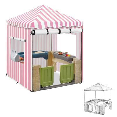 Hadisi Kids Playhouse Cover,600D Heavy Duty Outdoor Waterproof Play house Covers,47.5"W x47.5"D x60"H with Transparent PVC Doors and Windows,Suitable for All Around Playtime Patio with Canopy Playset