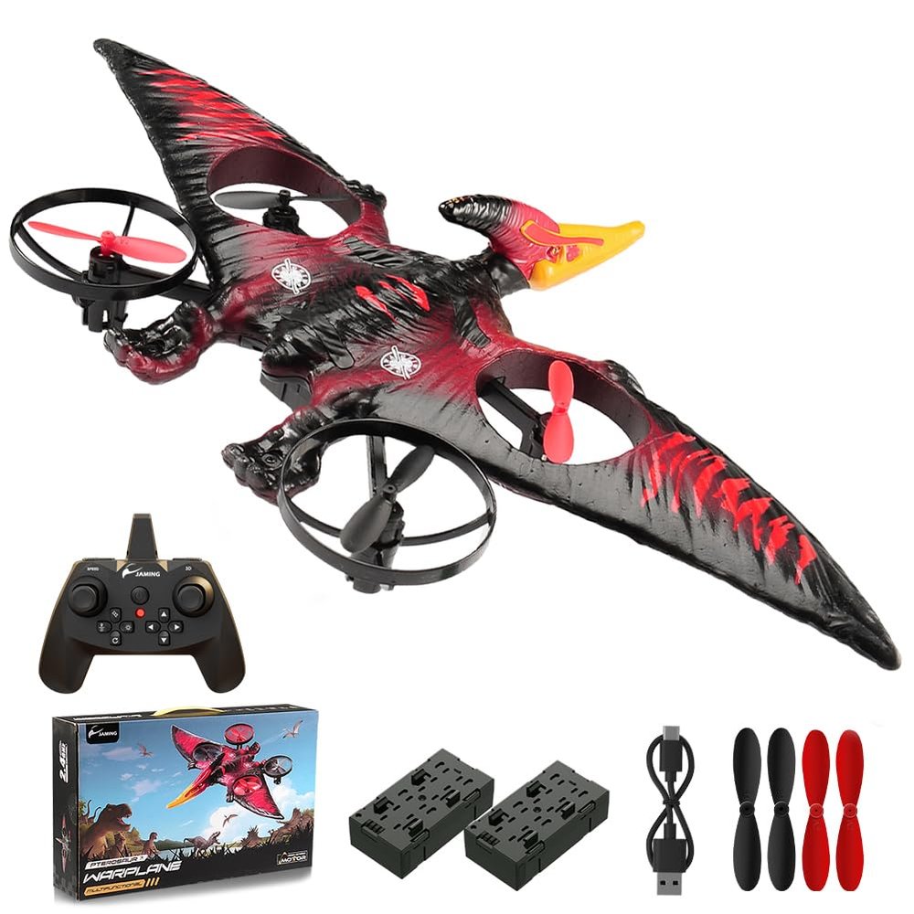 jaming Dragon Remote Control Airplanes, 2.4G EPP Foam Pterodactyl Hobby RC Airplanes with 6-Axis Gyro, Easy to Fly RC Glider for Kids, Stunt Roll & 360 Flip, Fighter Jet Toy Gift