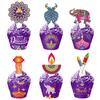 12 Pcs Happy Diwali Cupcake Toppers and Wrappers Set,Purple Indian Deepavali Cupcake Decoration Indian Diwali Festival Party Decorations for Hindu Diwali India Festival of Lights Party Supplies view 1