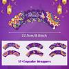 12 Pcs Happy Diwali Cupcake Toppers and Wrappers Set,Purple Indian Deepavali Cupcake Decoration Indian Diwali Festival Party Decorations for Hindu Diwali India Festival of Lights Party Supplies view 3