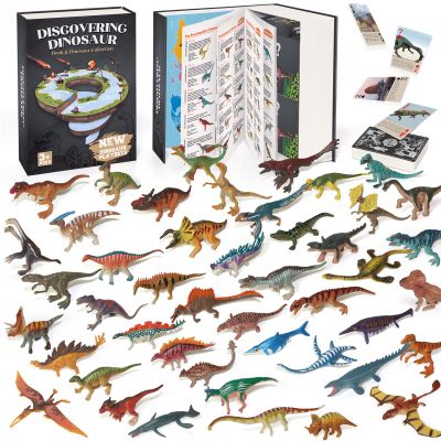 BIWASE Dinosaur Toys Book with 50 PCS Different Dinosaurs Figures & Pokers,Interactive Perfect for Kids Dinosaurs Educational Toys for 3 4 5 6 7 8 12 Year Old Boys&Girls