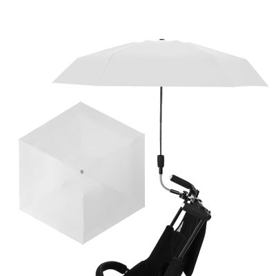 Baby Stroller Umbrella Sunlight Protection Waterproof Portable Stroller Sun Shade (White)