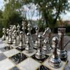 14,5-inch Luxury Chess Set for Adults Metal Weighted Chess Pieces Handmade Chessmen Custom Marble Wooden Chess Board with Storage, Gift Ideas for Dad, Anniversays view 3
