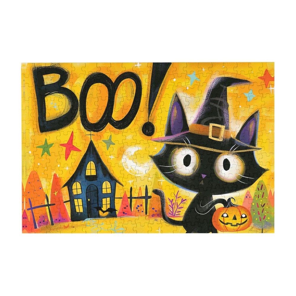 Happy Halloween Jigsaw Puzzles Halloween Decorations 200 Big Pieces, Easy to Put Together, Halloweenr Party Decorations