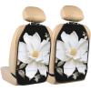 VTCTOASY Kick Mat Back Seat Protector for Car 2 Pack Extra Large Car Back Seat Cover with 3 Storage Pockets Waterproof Seat Back Protector White Floral Backseat Car Organizer for Trucks SUV view 1