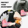 VTCTOASY Kick Mat Back Seat Protector for Car 2 Pack Extra Large Car Back Seat Cover with 3 Storage Pockets Waterproof Seat Back Protector White Floral Backseat Car Organizer for Trucks SUV view 2