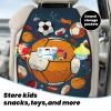 VTCTOASY Kick Mat Back Seat Protector for Car 2 Pack Extra Large Car Back Seat Cover with 3 Storage Pockets Waterproof Seat Back Protector Sports Ball Design Backseat Car Organizer for Trucks SUV view 3