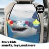 VTCTOASY Kick Mat Back Seat Protector for Car 2 Pack Extra Large Car Back Seat Cover with 3 Storage Pockets Waterproof Seat Back Protector White Shark Backseat Car Organizer for Trucks SUV view 3