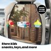 Kick Mat Back Seat Protector for Car 2 Pack Extra Large Car Back Seat Cover with 3 Storage Pockets Waterproof Seat Back Protector Architecture Streets Houses Backseat Car Organizer for Trucks SUV view 3